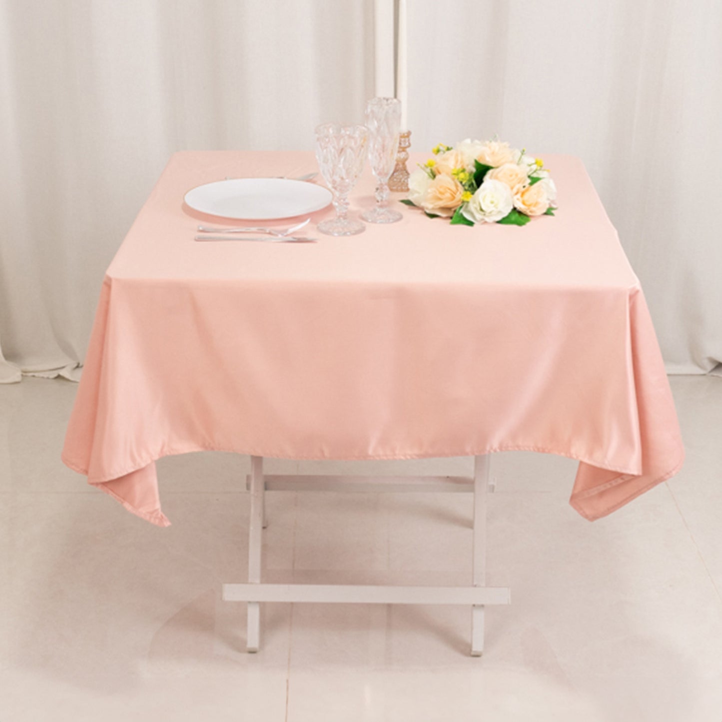 54" Dusty Rose Lamour Satin Square Tablecloth