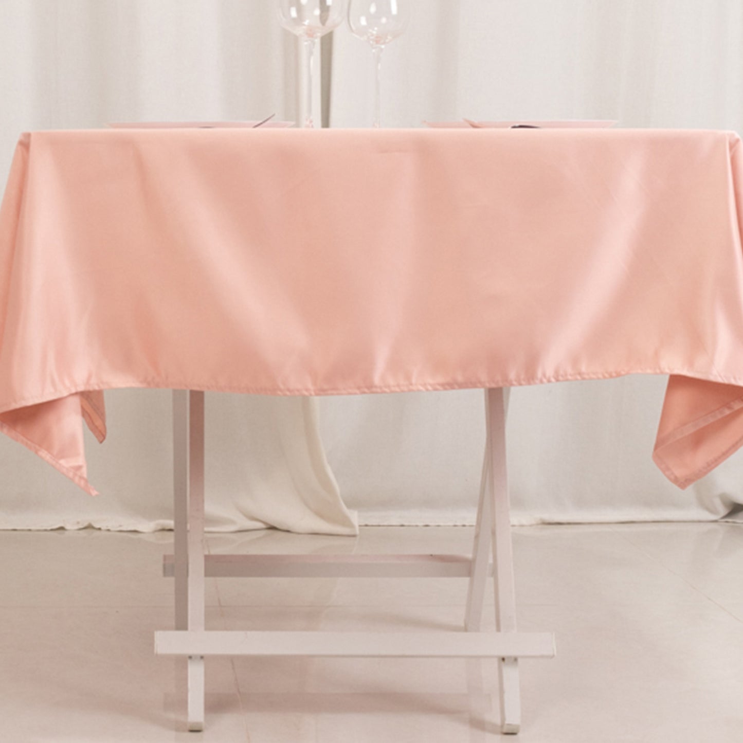 54" Dusty Rose Lamour Satin Square Tablecloth