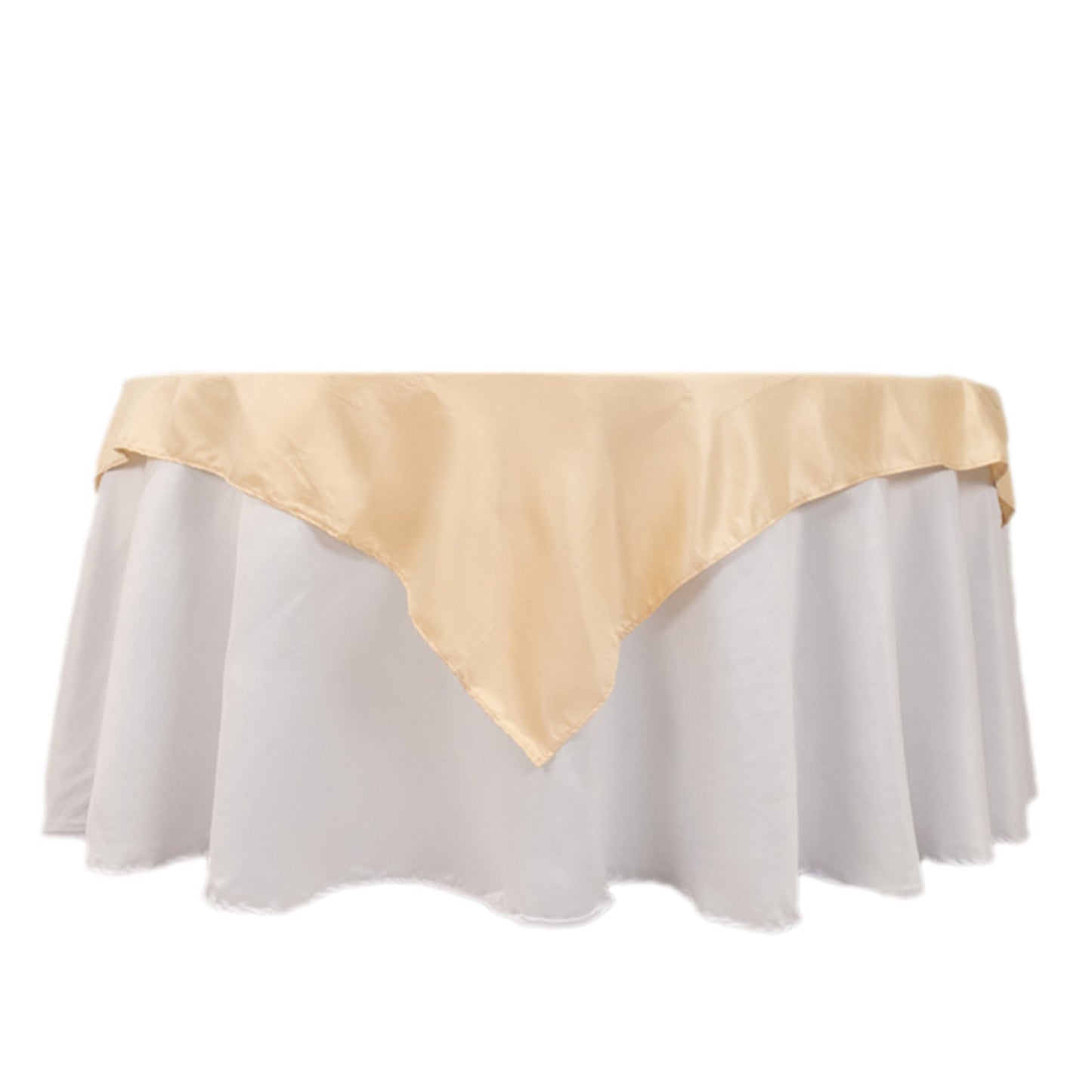 54" Beige Lamour Satin Square Table Overlay