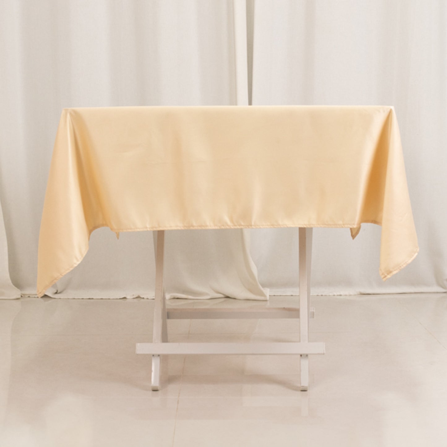 54" Beige Lamour Satin Square Tablecloth
