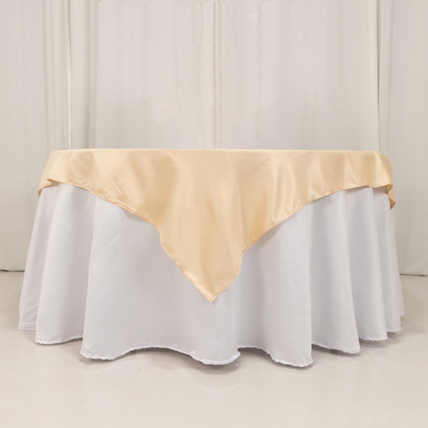 54" Beige Lamour Satin Square Table Overlay