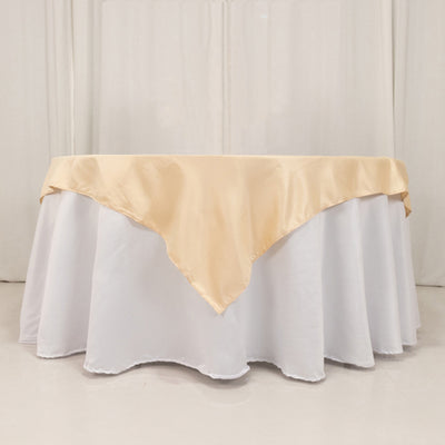 Exquisite Beige Lamour Satin Table Overlay