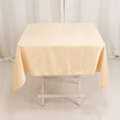 Seamless Beige Lamour Satin Tablecloth - 54"