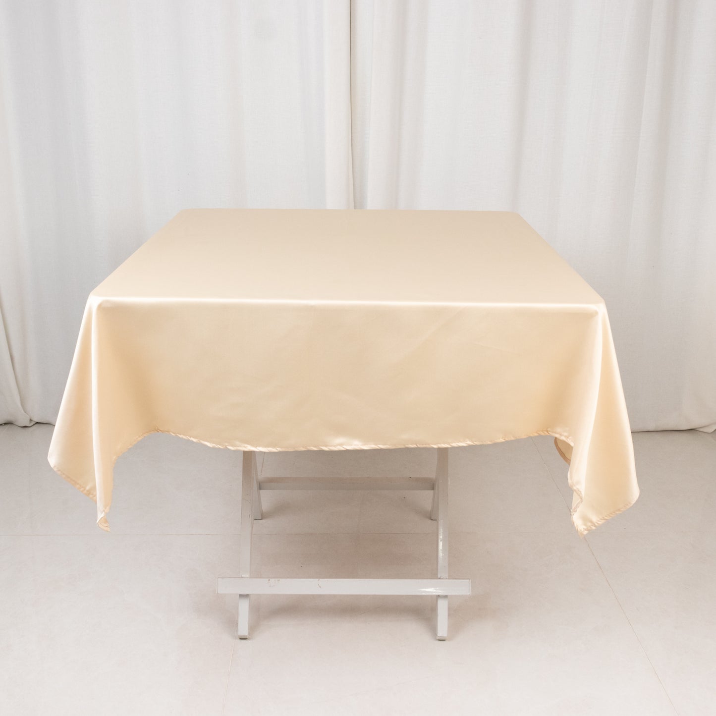 54" Beige Lamour Satin Square Tablecloth