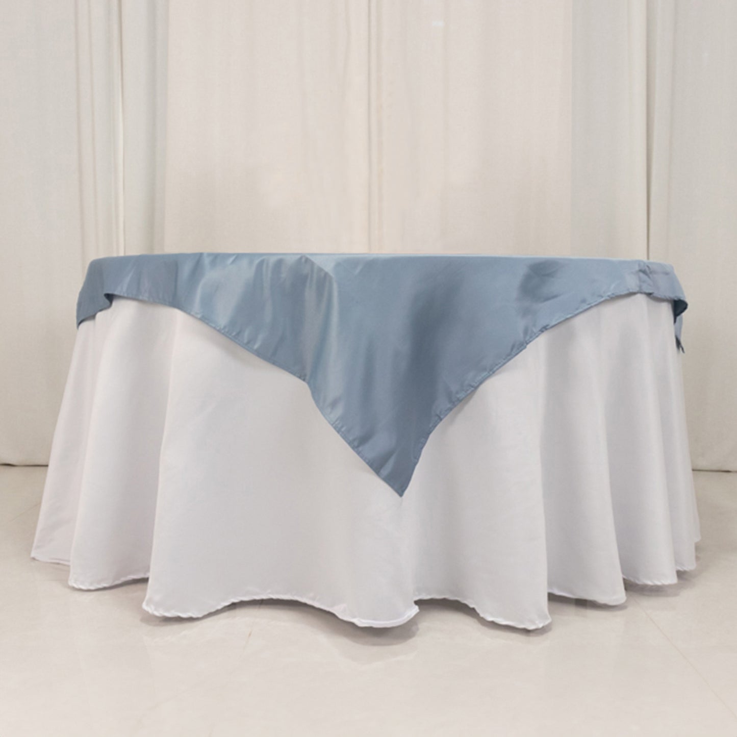 54" Dusty Blue Lamour Satin Square Table Overlay