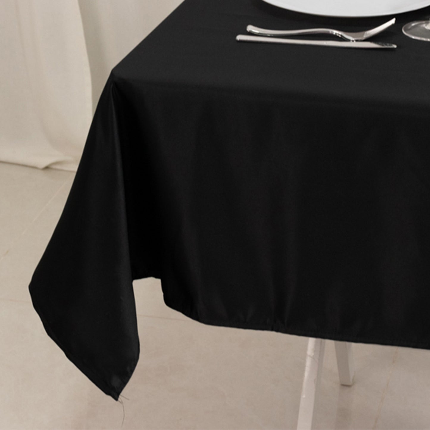 54" Black Lamour Satin Square Table Overlay