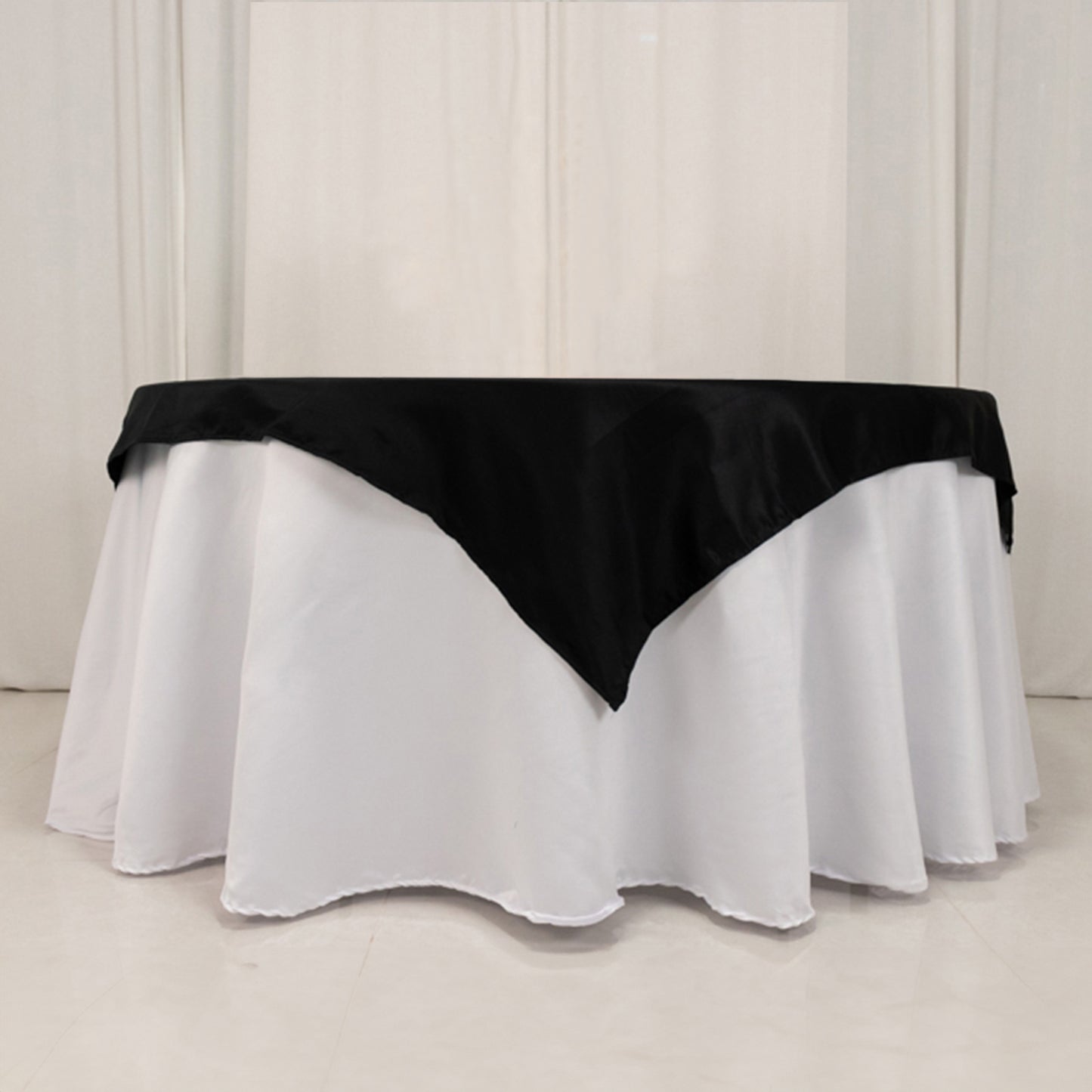 54" Black Lamour Satin Square Table Overlay