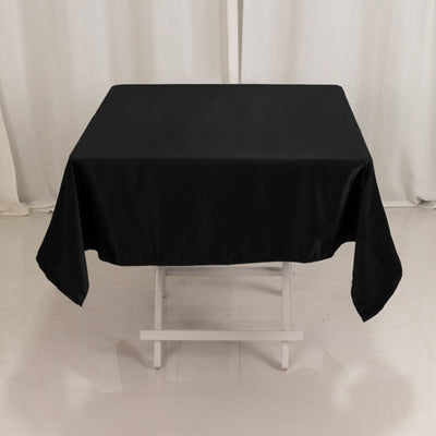 Seamless Black Lamour Satin Tablecloth - 54"