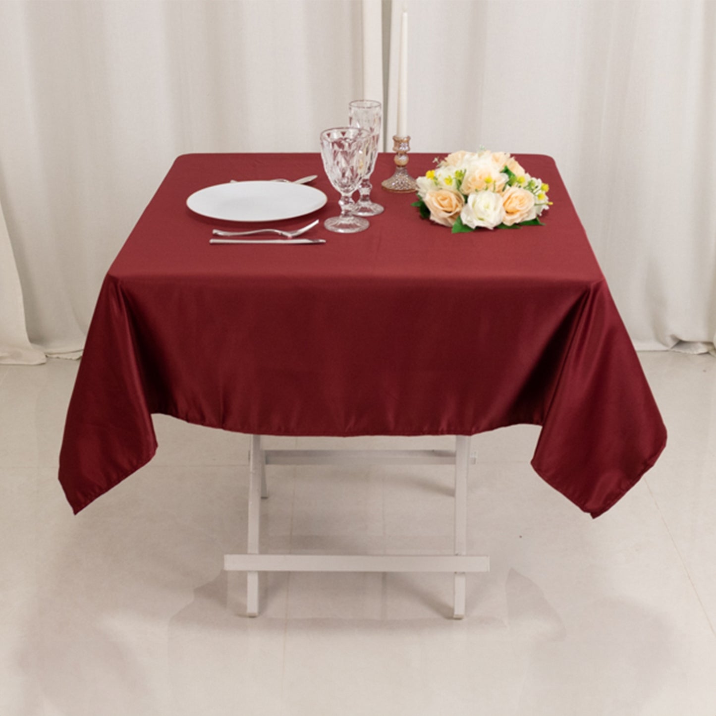 54" Burgundy Lamour Satin Square Tablecloth