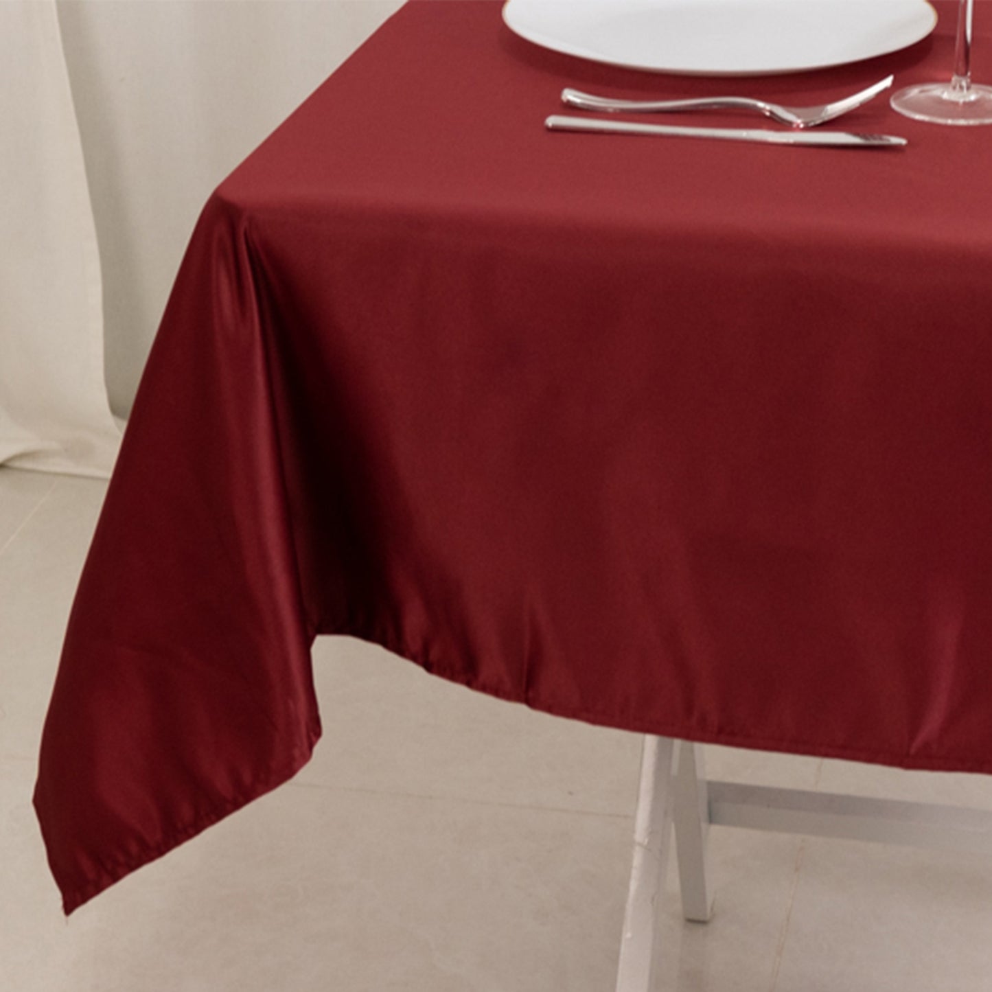54" Burgundy Lamour Satin Square Table Overlay