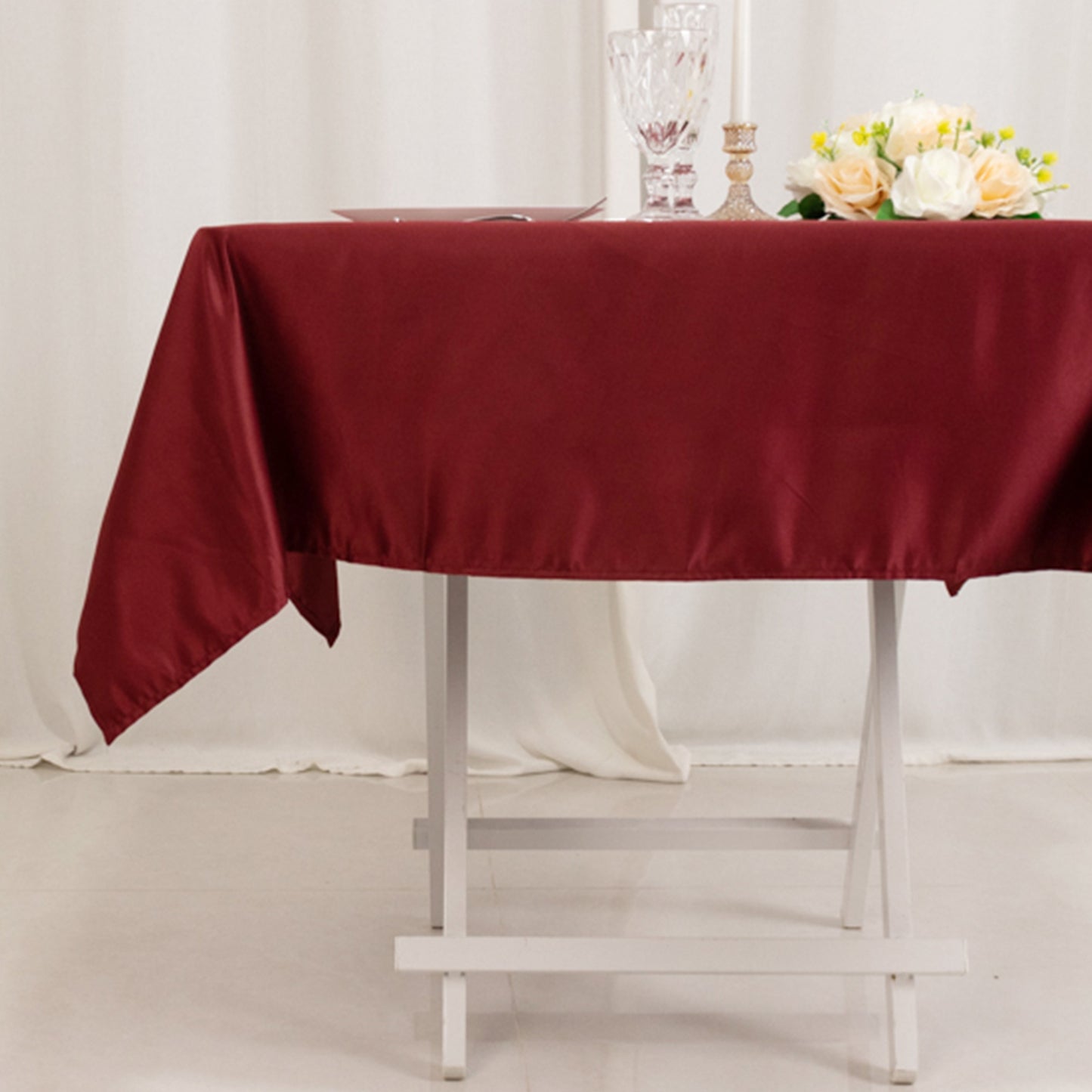 54" Burgundy Lamour Satin Square Tablecloth