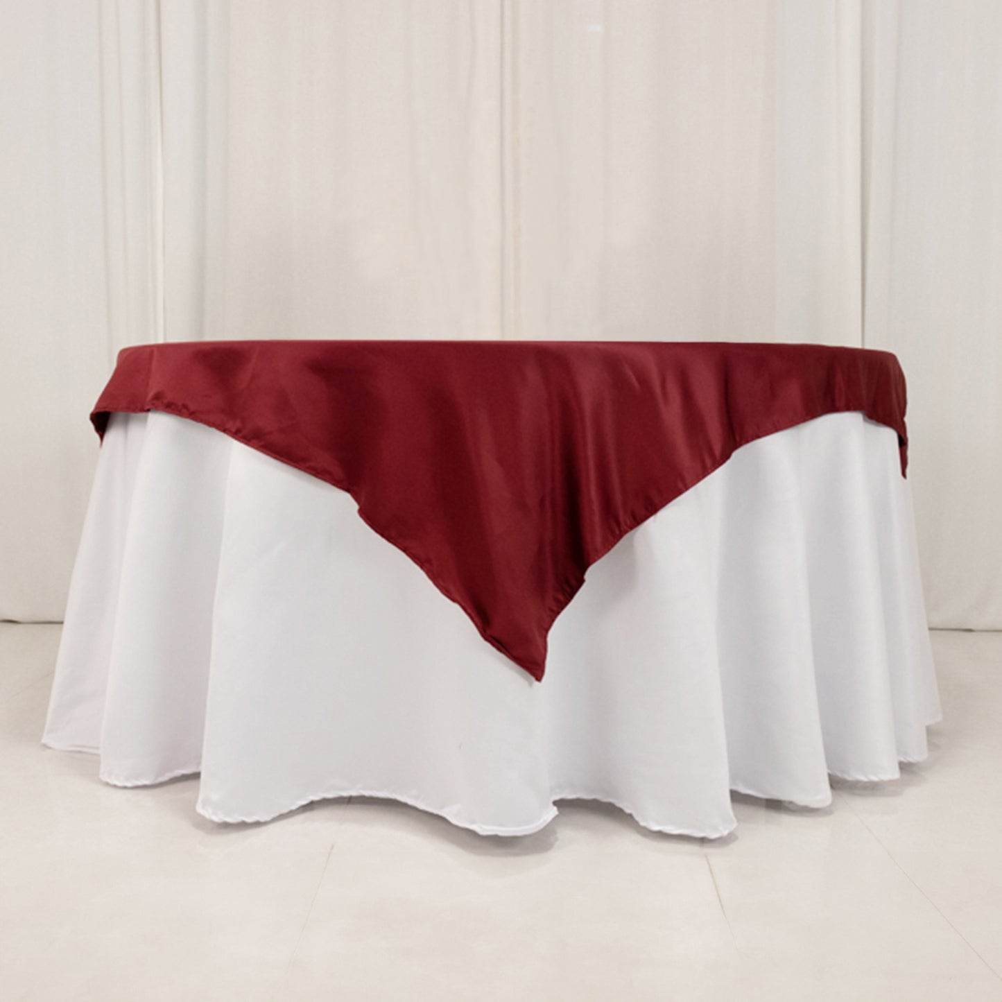 54" Burgundy Lamour Satin Square Table Overlay