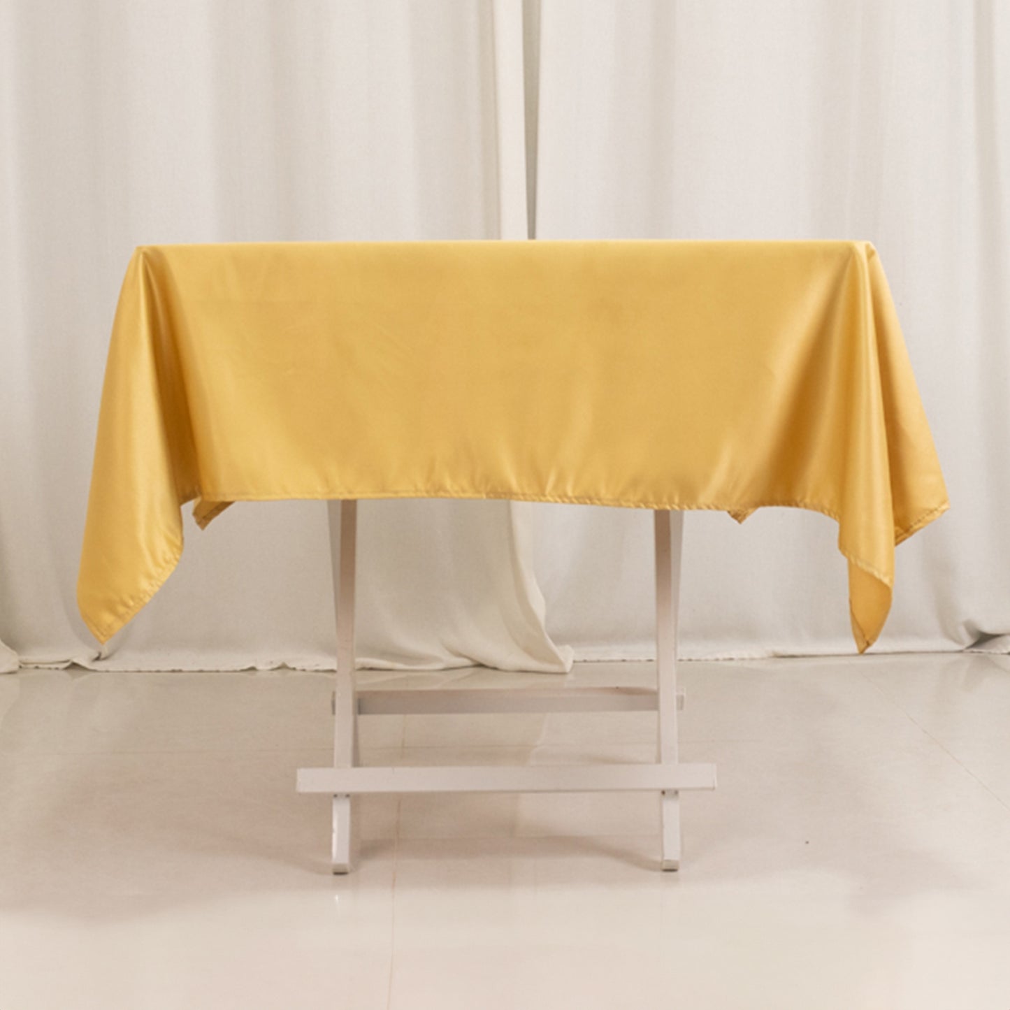 54" Champagne Lamour Satin Square Tablecloth