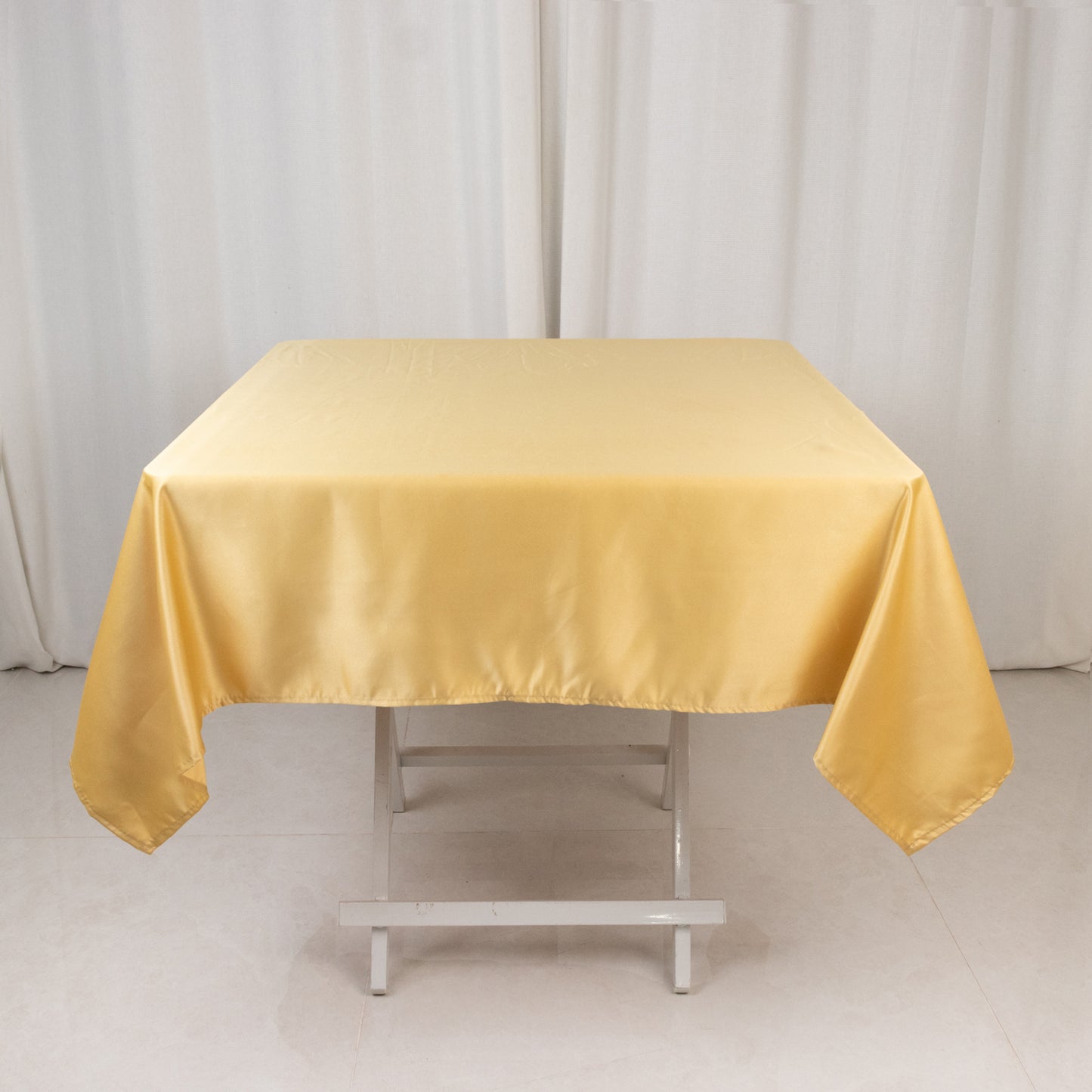 54" Champagne Lamour Satin Square Tablecloth