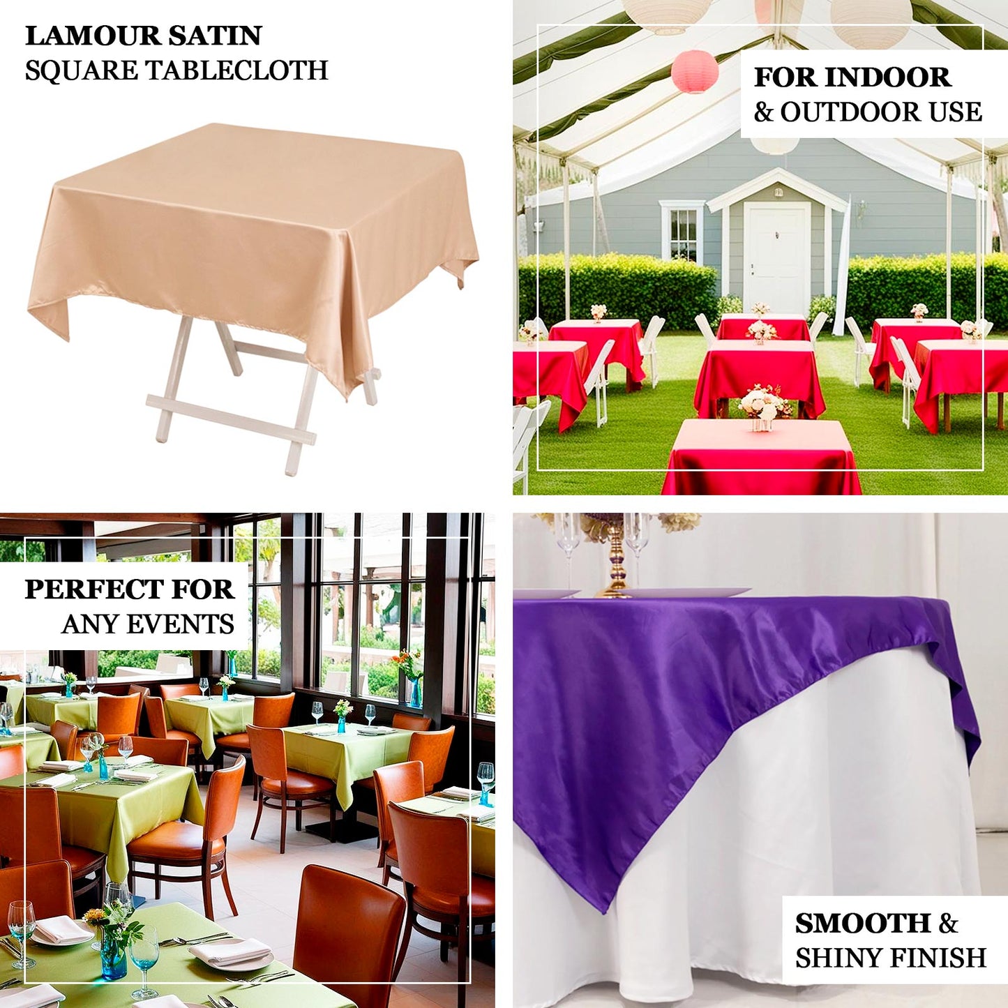 54" Lamour Satin Square Tablecloth