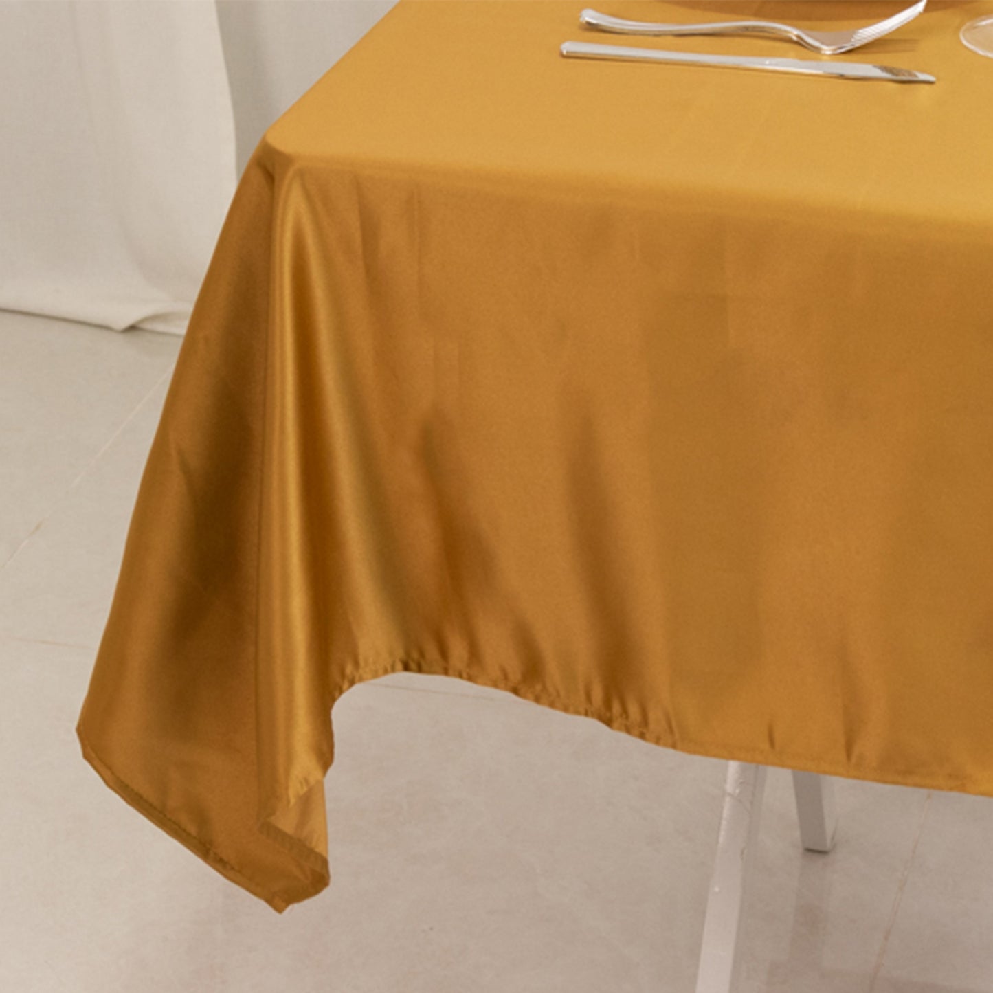 54" Gold Lamour Satin Square Table Overlay