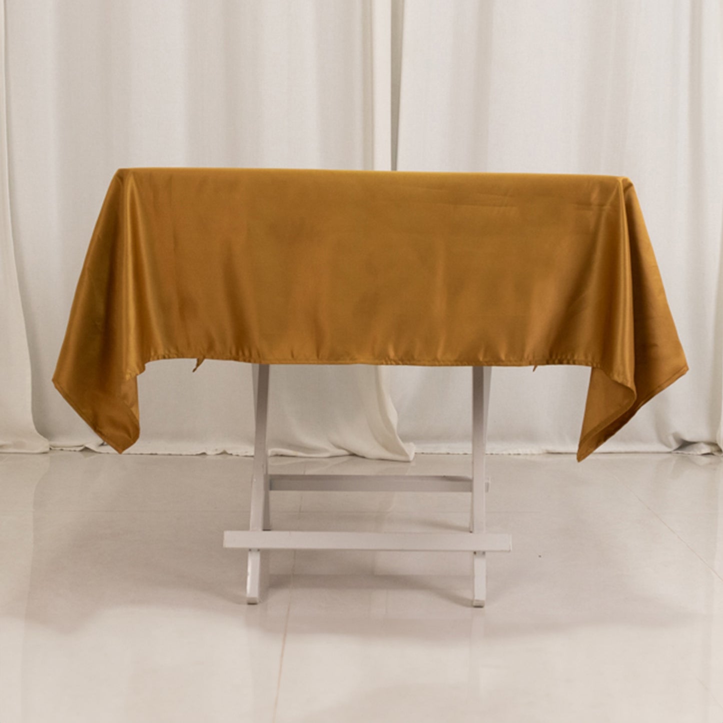 54" Gold Lamour Satin Square Tablecloth