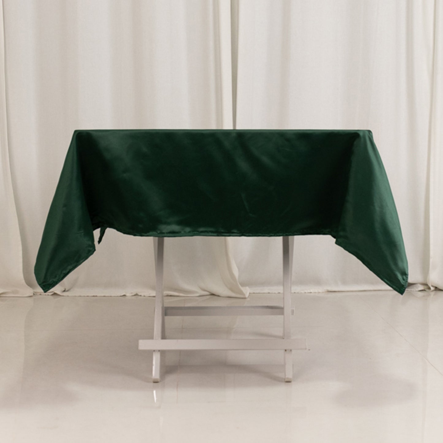 54" Hunter Emerald Green Lamour Satin Square Tablecloth
