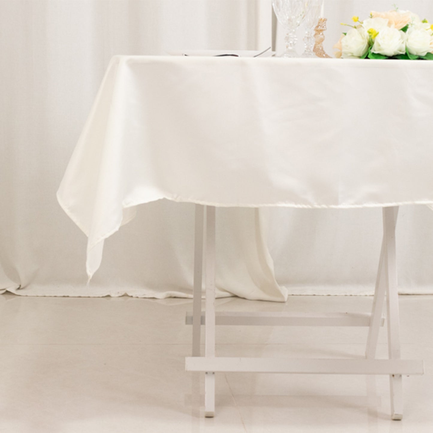 54" Ivory Lamour Satin Square Tablecloth