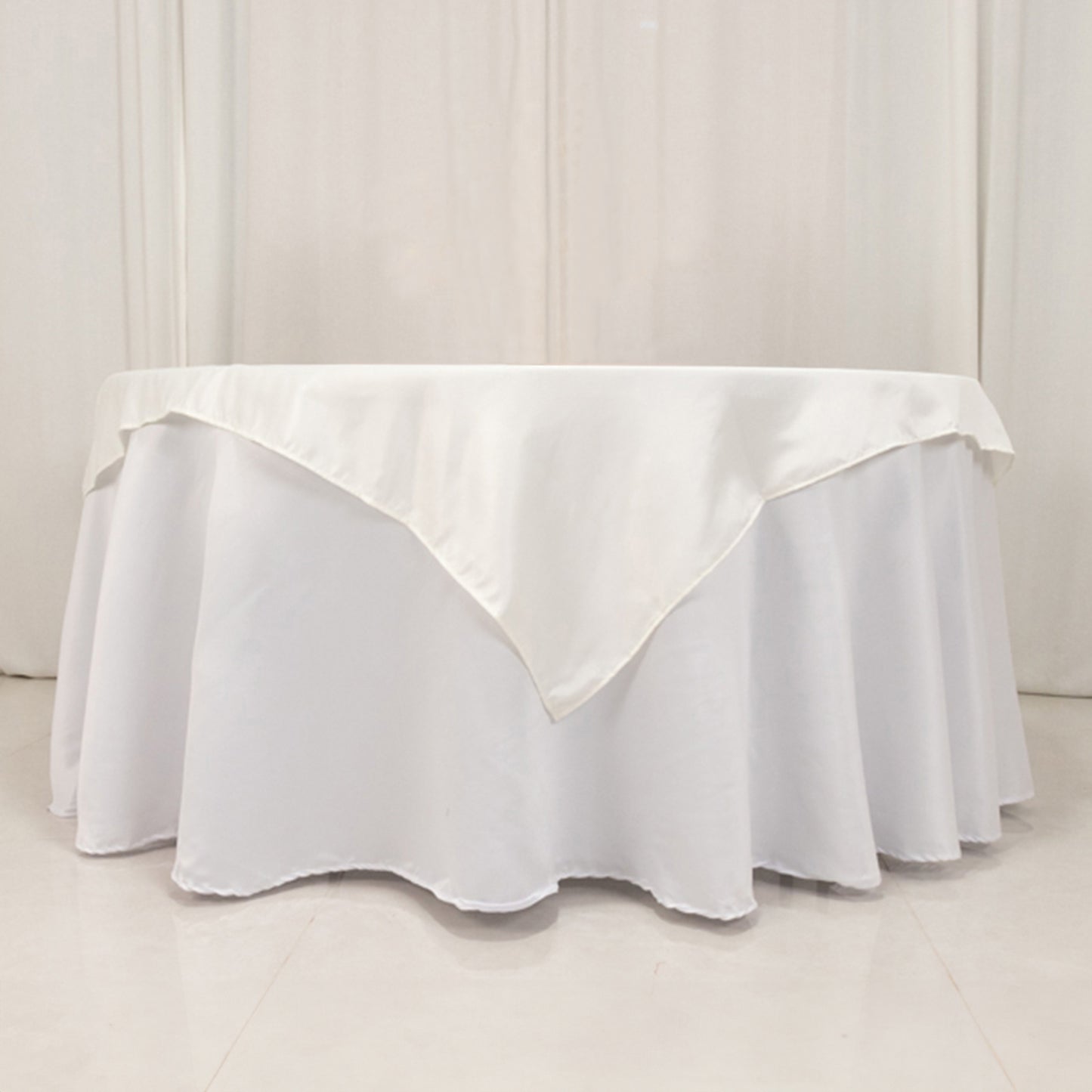 54" Ivory Lamour Satin Square Table Overlay