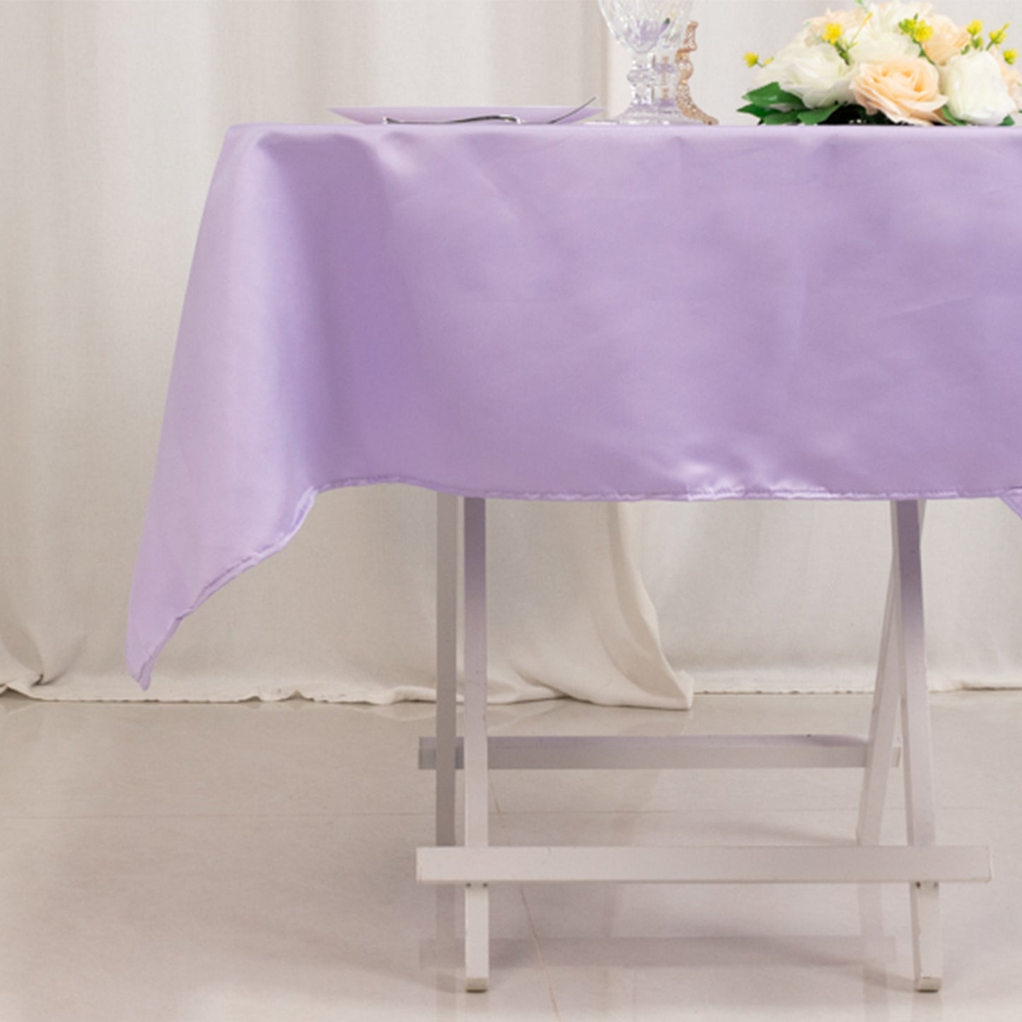 54" Lavender Lilac Lamour Satin Square Tablecloth