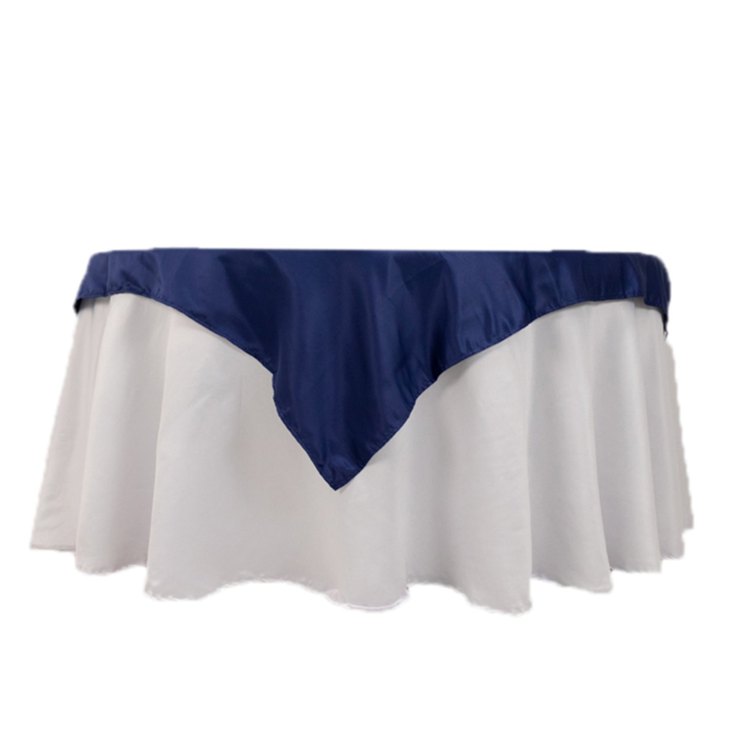 54" Navy Blue Lamour Satin Square Table Overlay