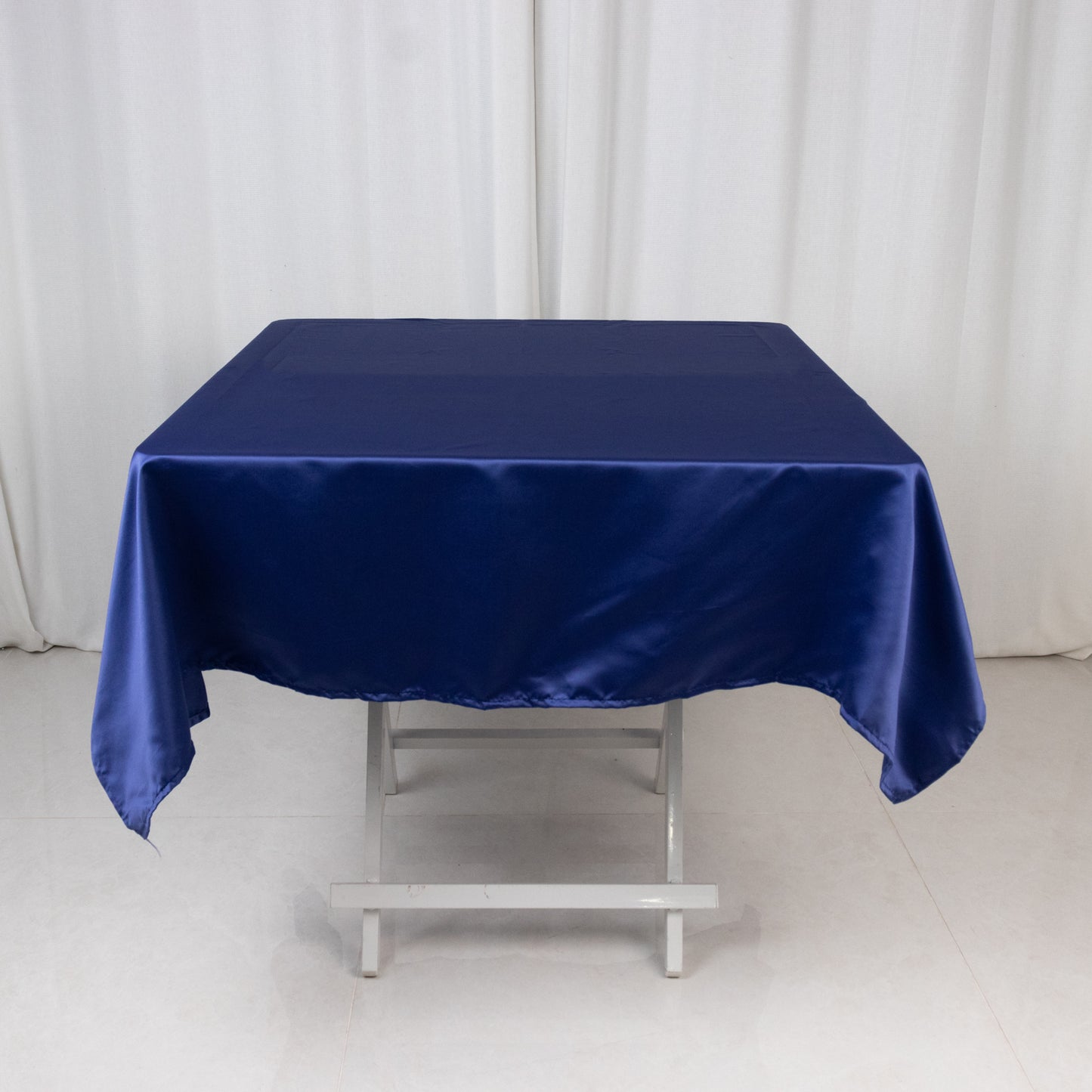 54" Navy Blue Lamour Satin Square Tablecloth