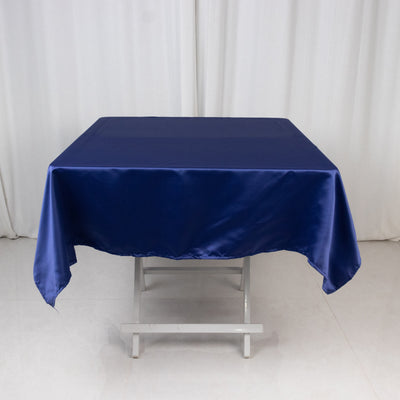Seamless Navy Blue Lamour Satin Tablecloth - 54"