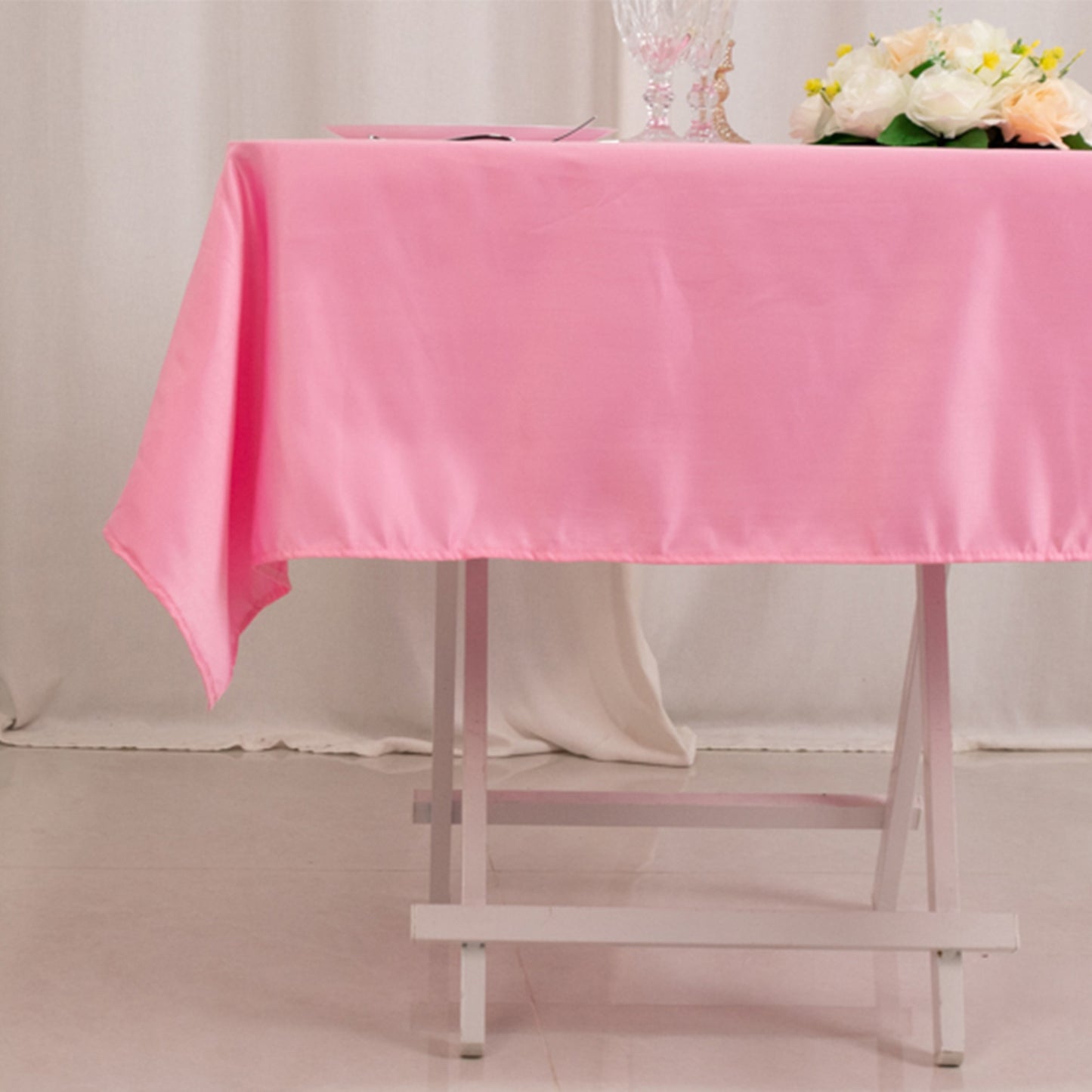 54" Pink Lamour Satin Square Tablecloth