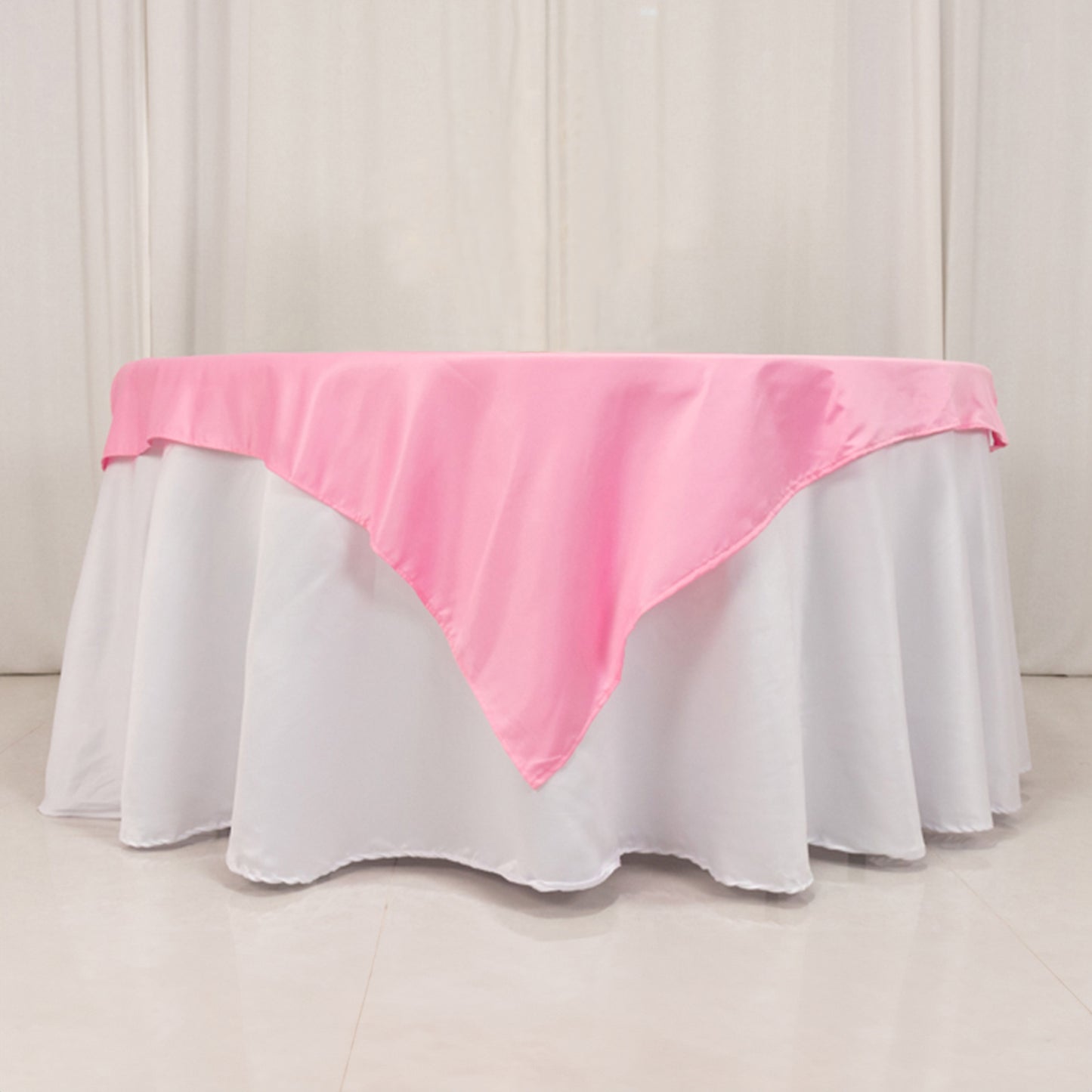 54" Pink Lamour Satin Square Table Overlay