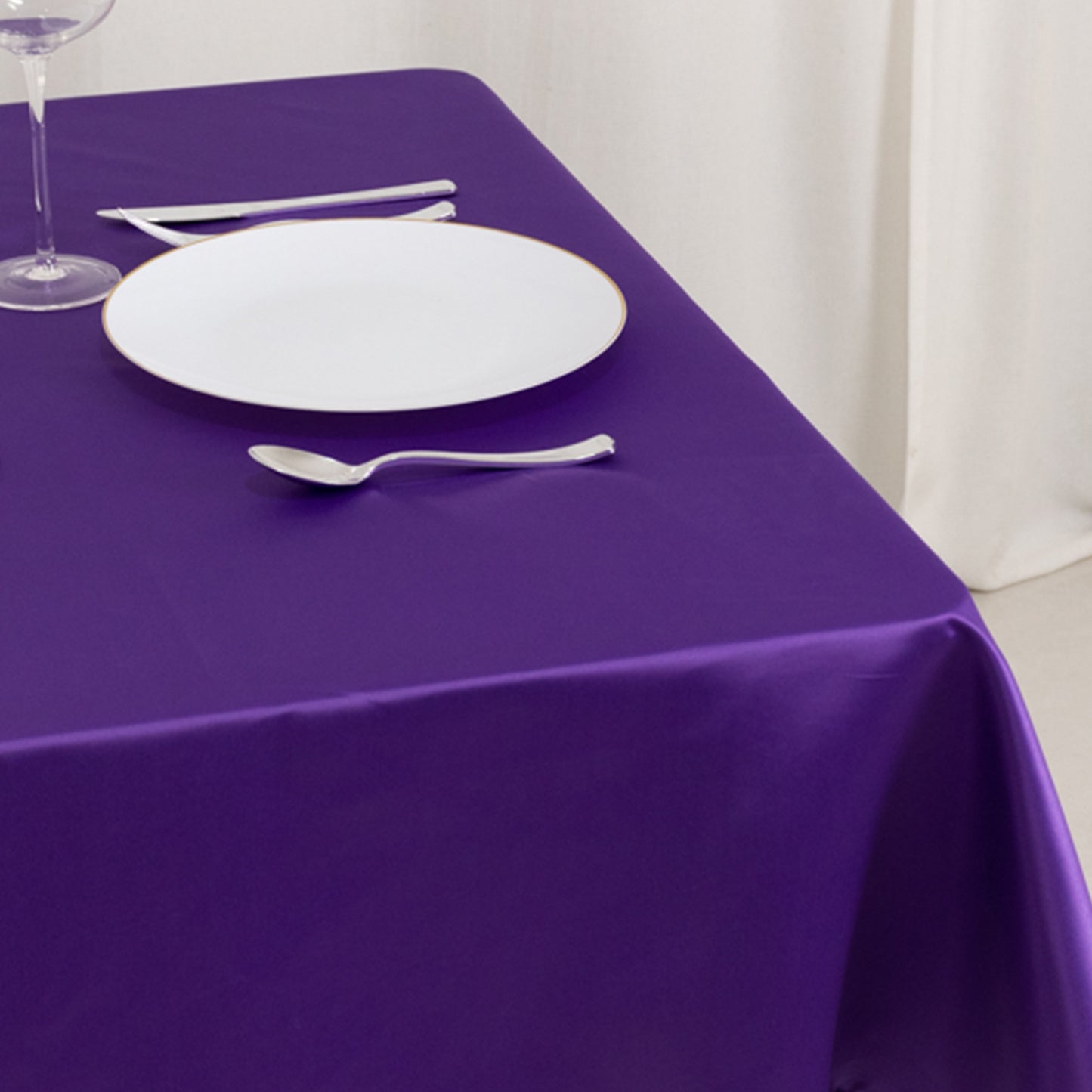 54" Purple Lamour Satin Square Table Overlay