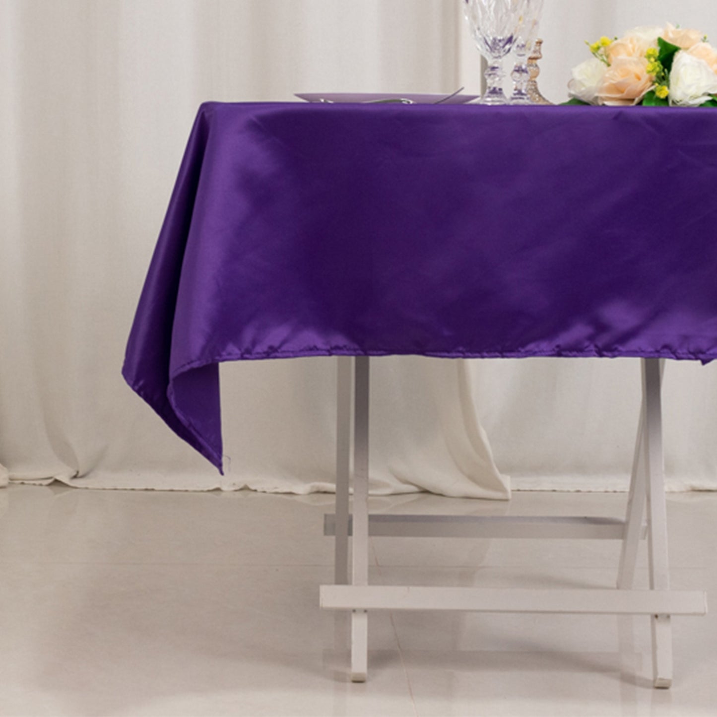 54" Purple Lamour Satin Square Tablecloth