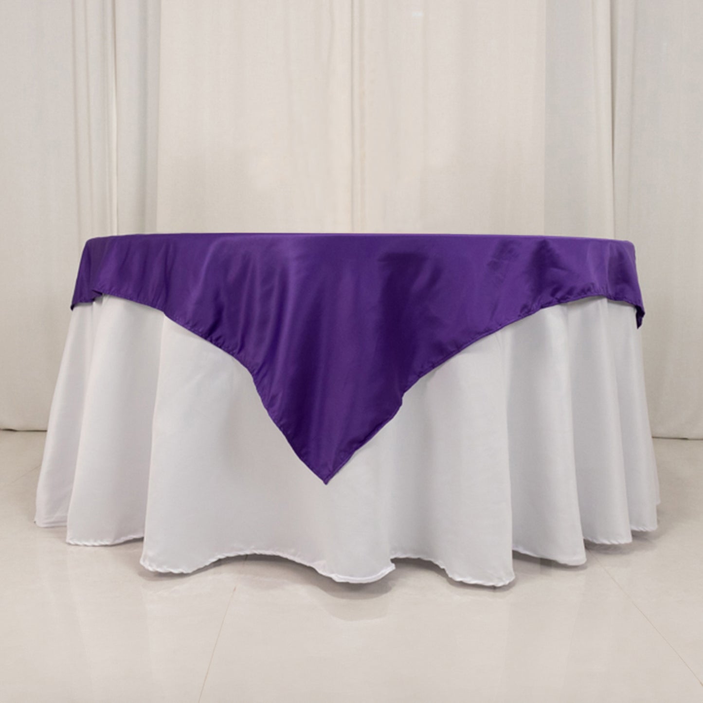 54" Purple Lamour Satin Square Table Overlay
