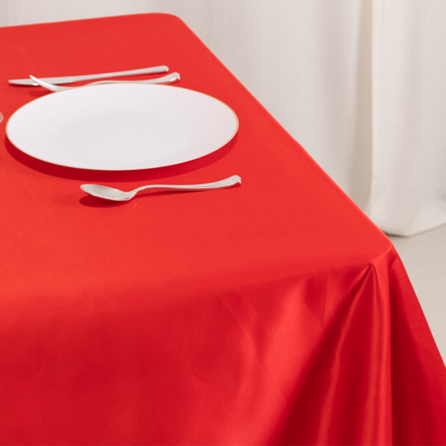 54" Red Lamour Satin Square Table Overlay