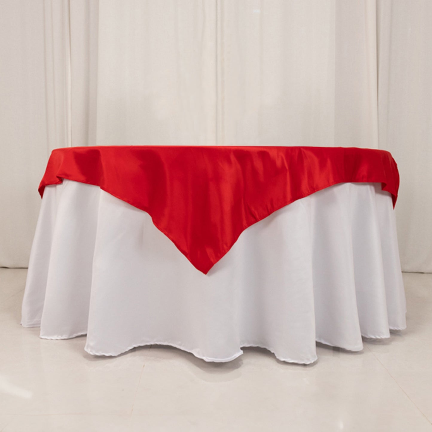 54" Red Lamour Satin Square Table Overlay