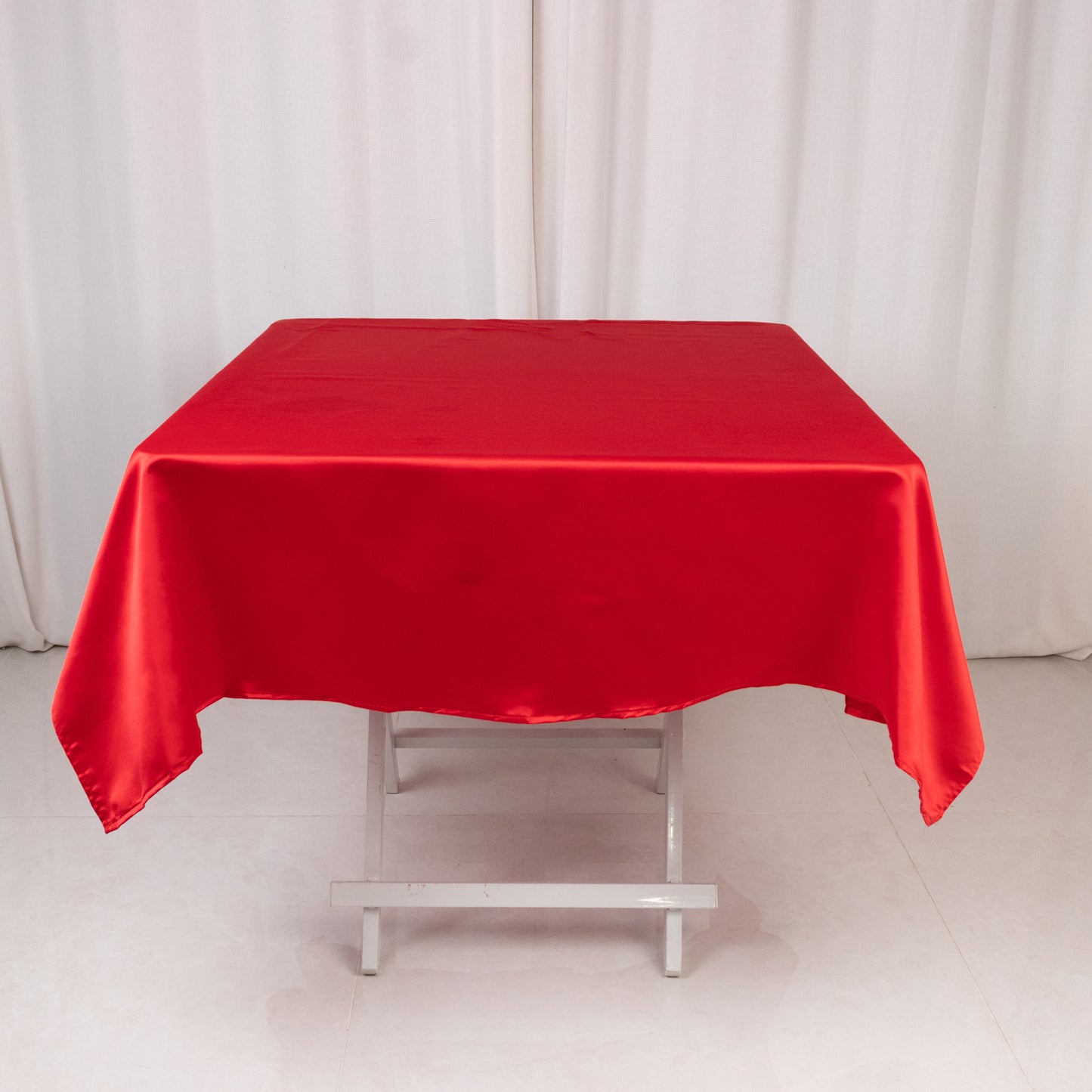 54" Red Lamour Satin Square Tablecloth
