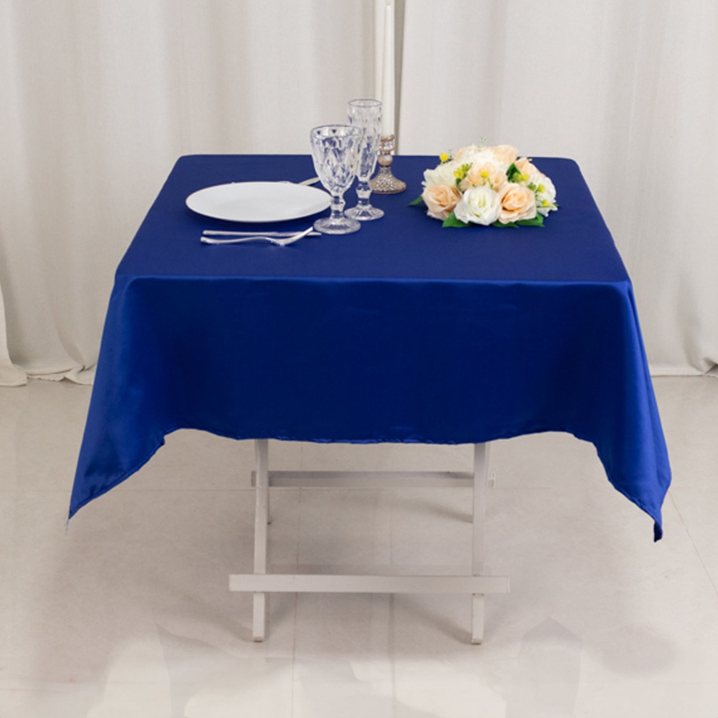 54" Royal Blue Lamour Satin Square Tablecloth