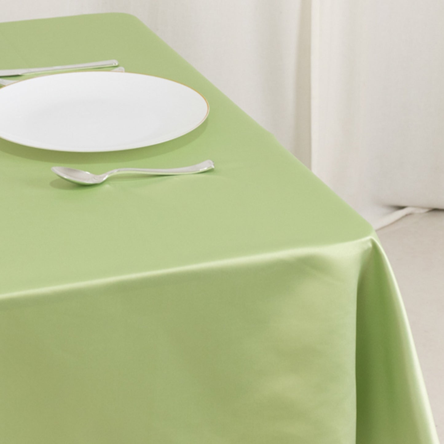 54" Sage Green Lamour Satin Square Table Overlay