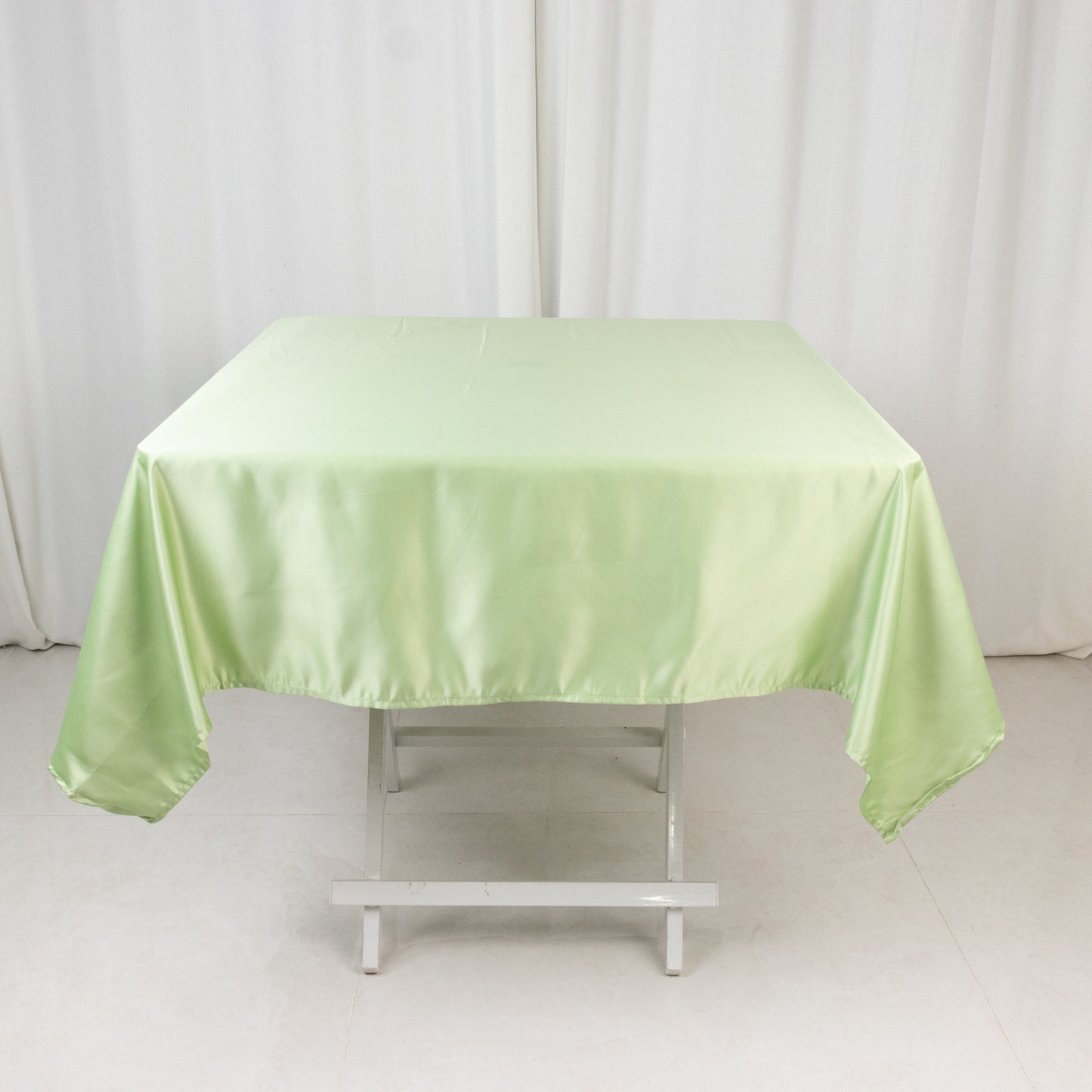 54" Sage Green Lamour Satin Square Tablecloth
