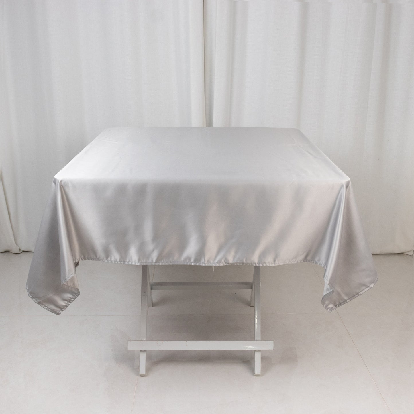 54" Silver Lamour Satin Square Tablecloth