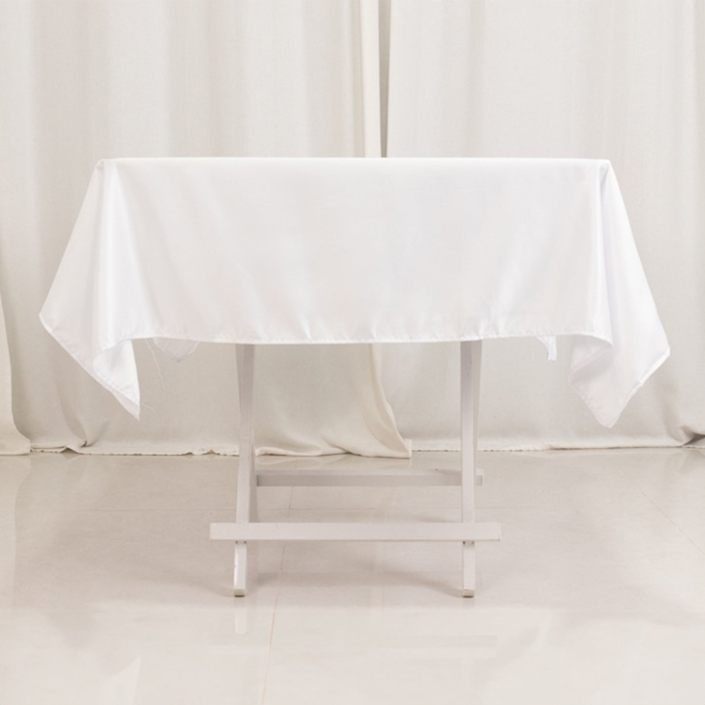 54" White Lamour Satin Square Tablecloth