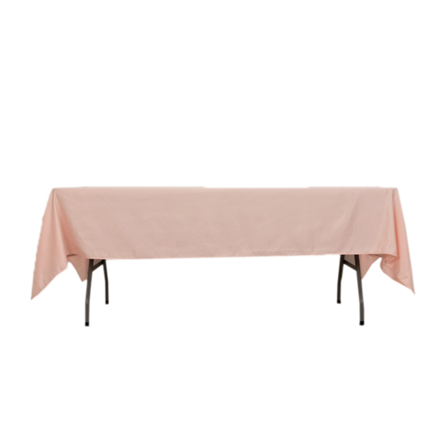 Blush satin rectangle tablecloth, 60"x102" for elegant table settings.