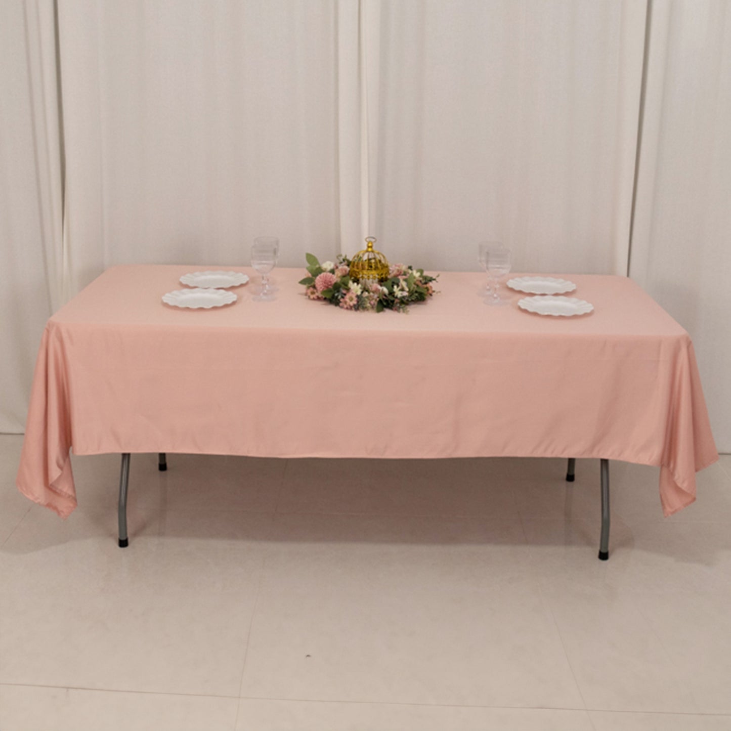 60"x102" Dusty Rose Lamour Satin Rectangle Tablecloth