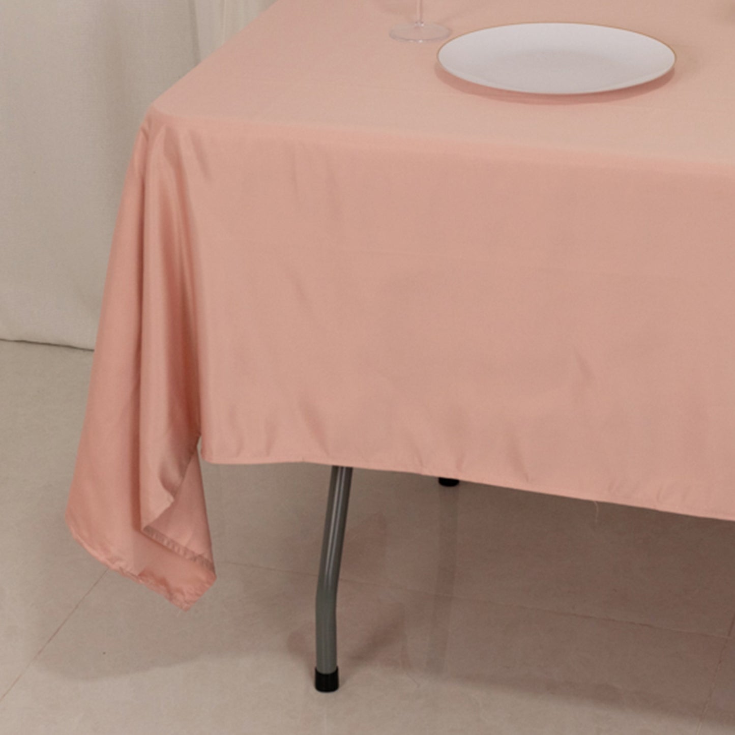 60"x102" Dusty Rose Lamour Satin Rectangle Tablecloth