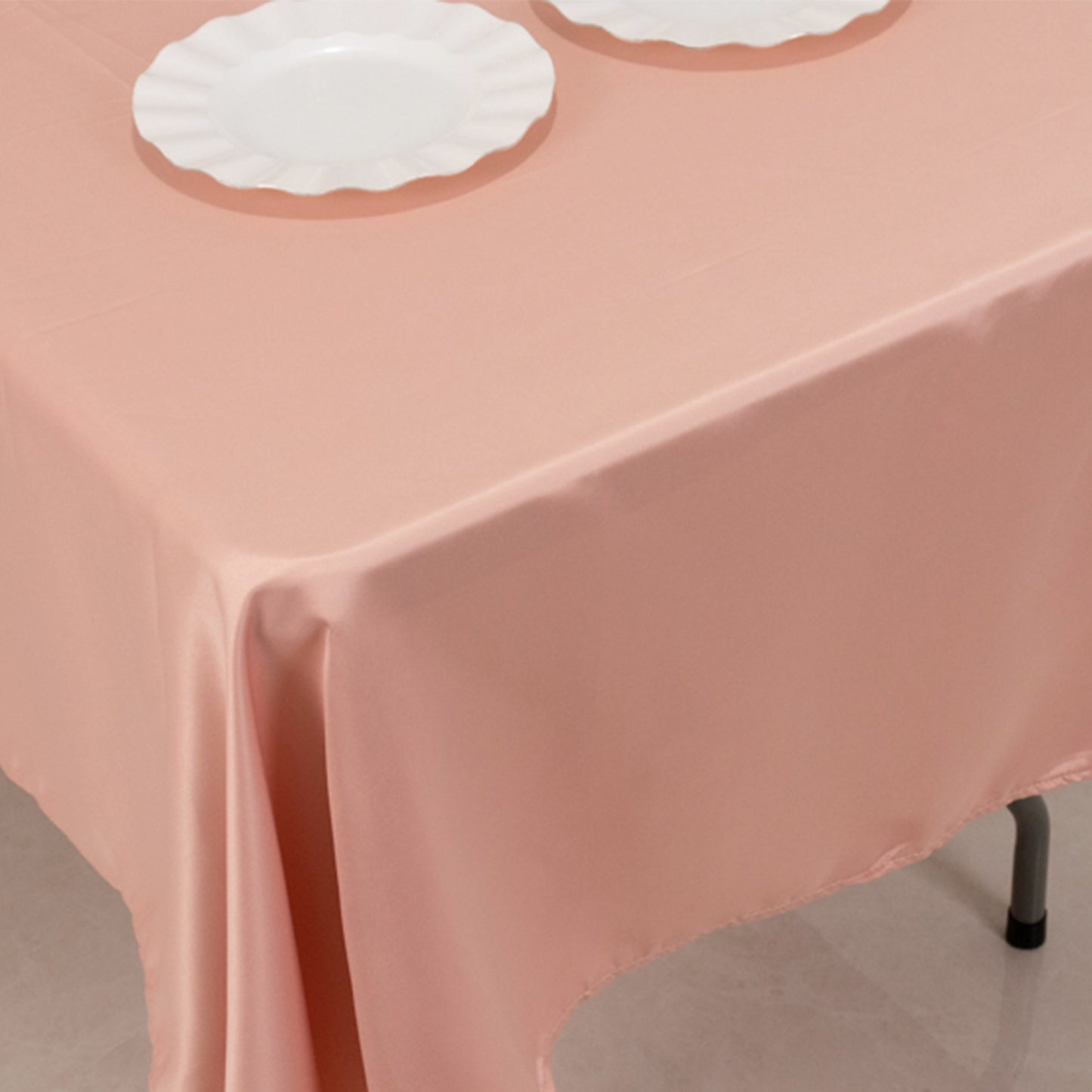 60"x102" Dusty Rose Lamour Satin Rectangle Tablecloth