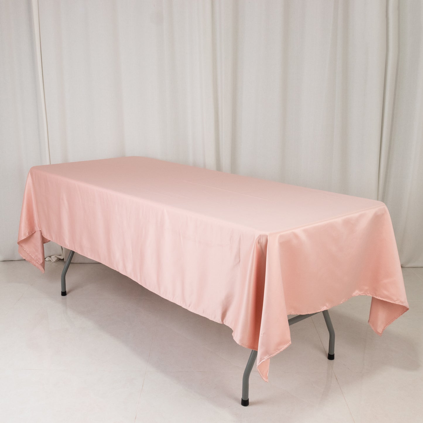60"x102" Dusty Rose Lamour Satin Rectangle Tablecloth