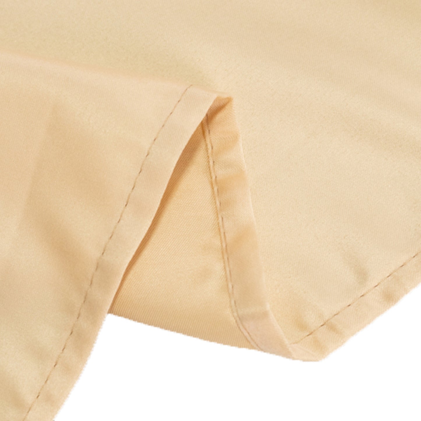 Beige satin rectangle tablecloth, 60"x102" size.