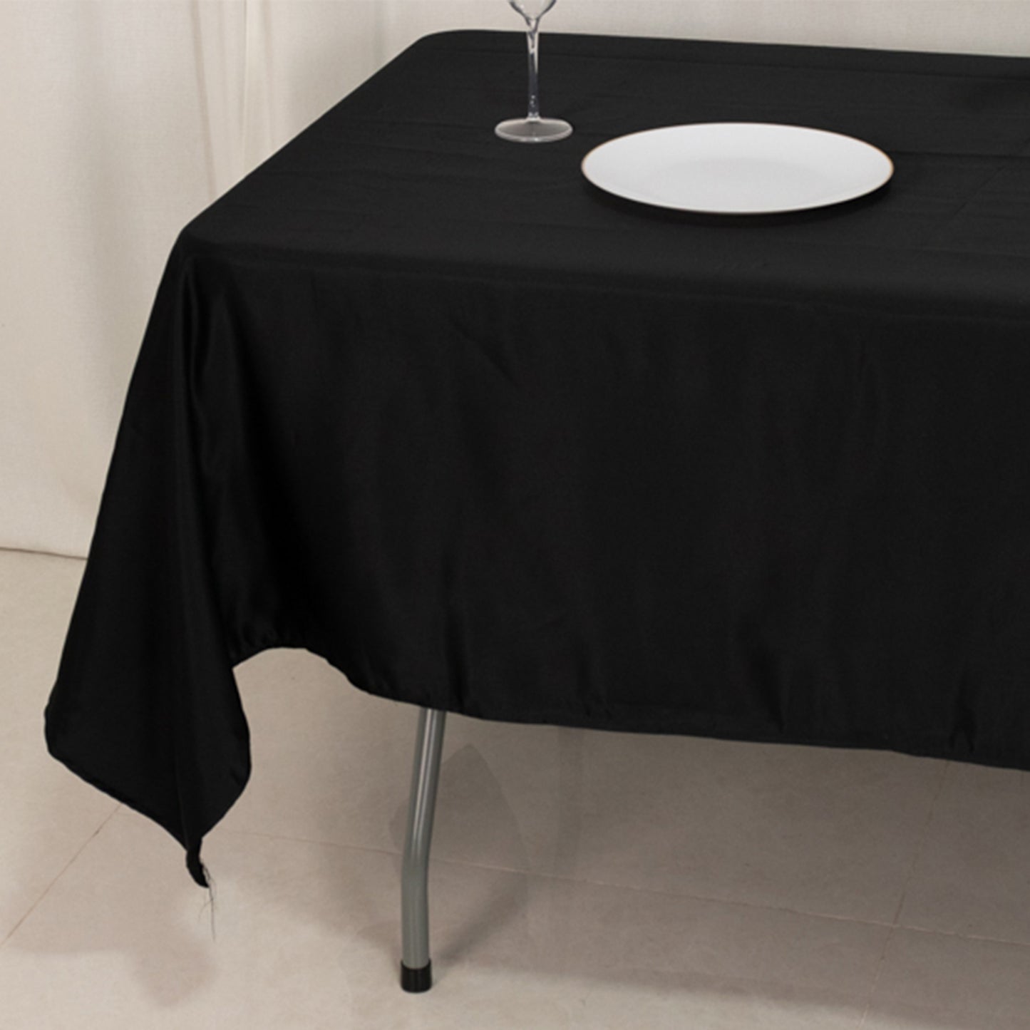 Black Lamour satin rectangle tablecloth, 60"x102".