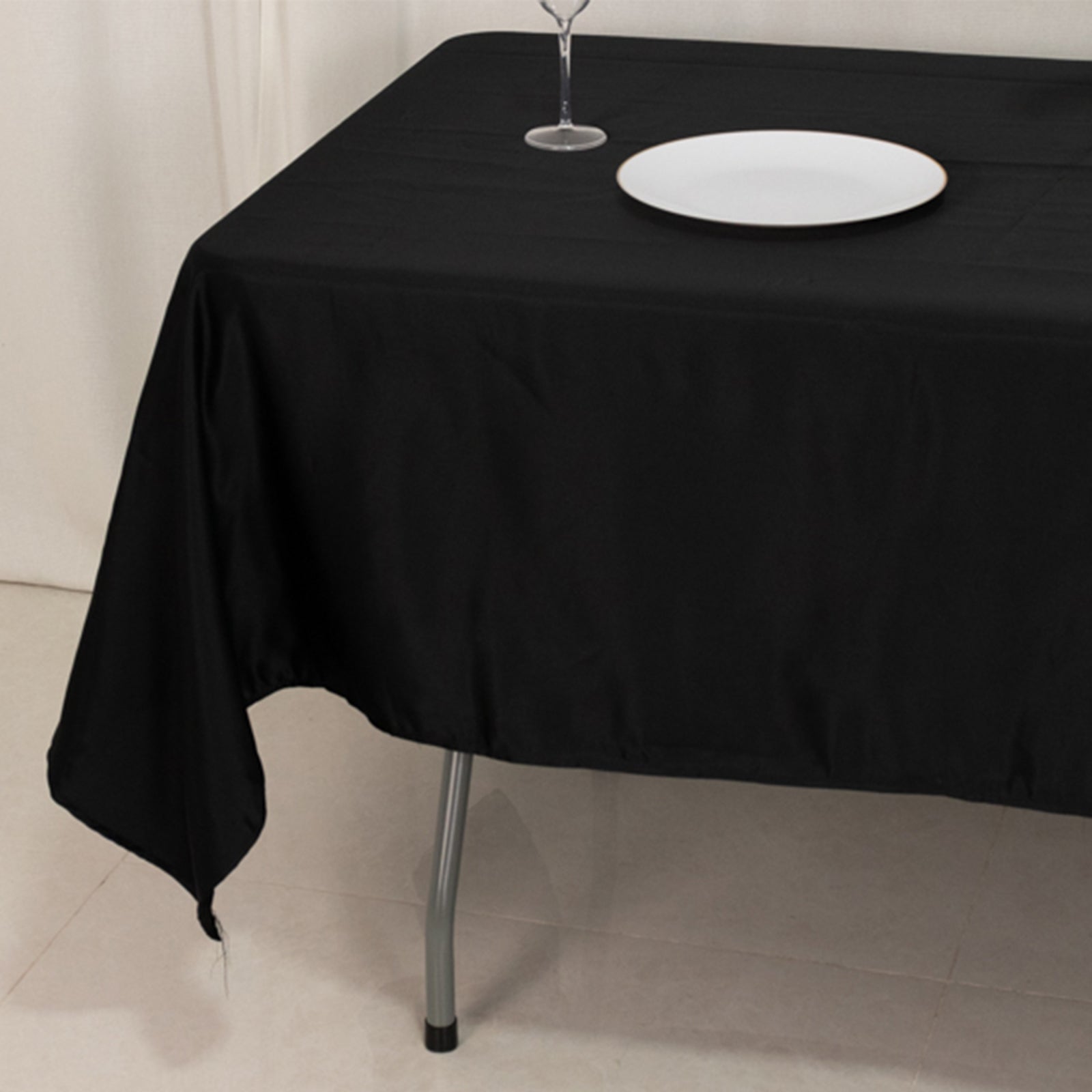 Black Lamour satin rectangle tablecloth, 60"x102".
