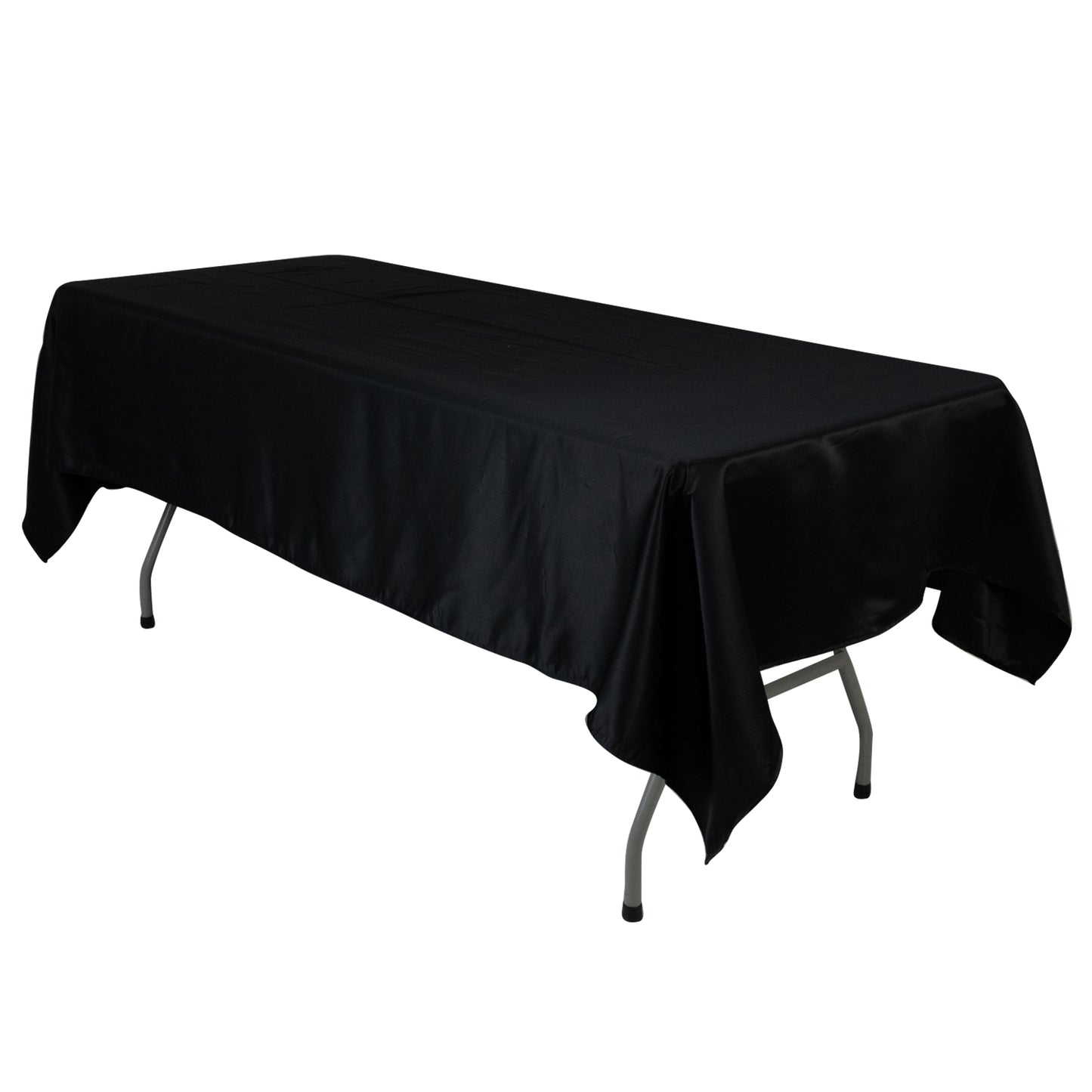 Black Lamour satin rectangle tablecloth, 60"x102" size.